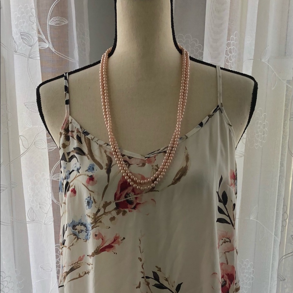 White House Black Market Floral Cream Satin Camisole